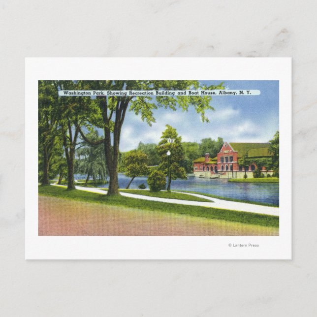 Recreation Bldg & Boathouse Postcard (Front)