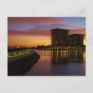 Recreation Lagoon and apartments at sunset Postcard