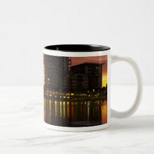 Recreation Lagoon and apartments at sunset Two-Tone Coffee Mug