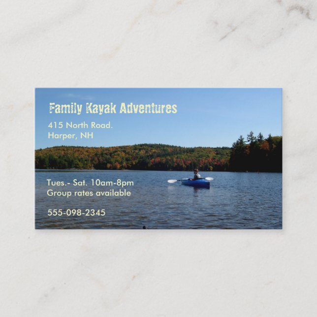 Recreational Kayaking Business Card (Front)