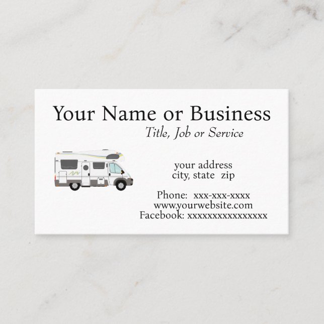 Recreational Vehicle Business Card (Front)