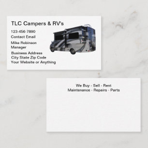 Recreational Vehicles And Motorhomes Business Card