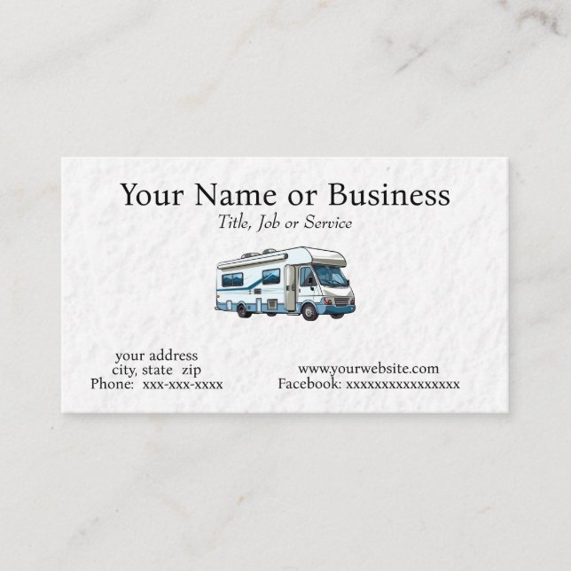 Recreational vehicles business card (Front)