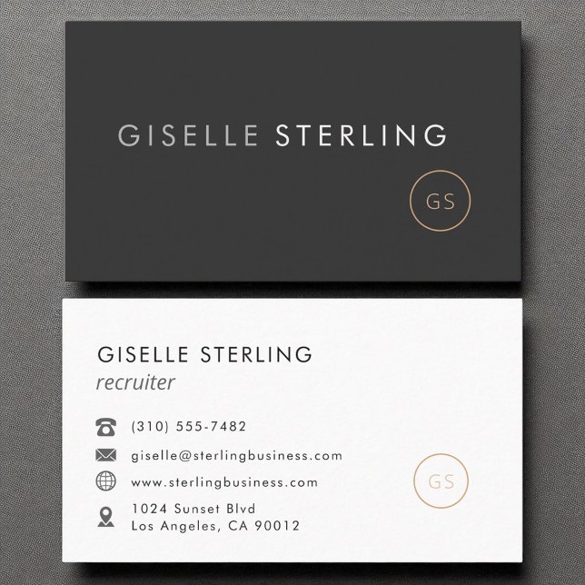 Recruiter HR Consultant Luxury Black Elegant Business Card (Creator Uploaded)