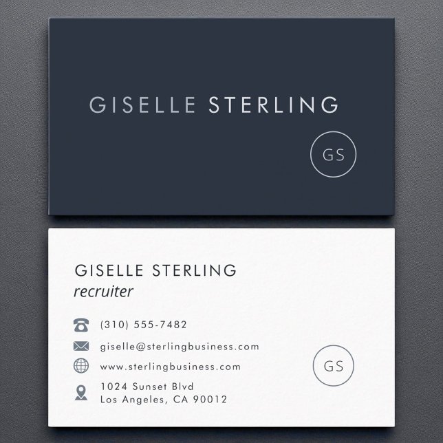 Recruiter Luxury Navy Blue Modern Elegant Business Card (Creator Uploaded)