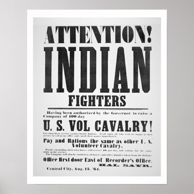 Recruitment poster for the U.S. Volunteer Cavalry, (Front)