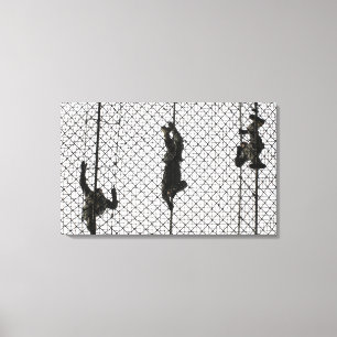 recruits completing an obstacle canvas print