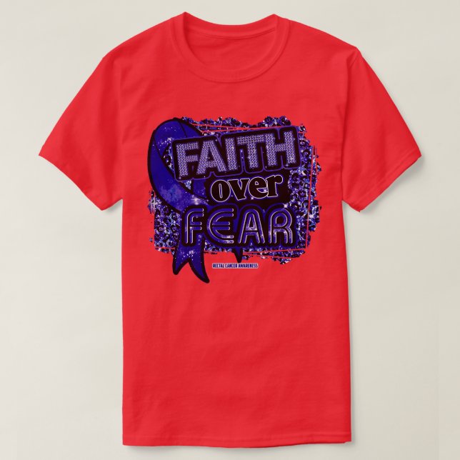 Rectal Awareness Ribbon Faith Over Fear Leopard Gi T-Shirt (Design Front)