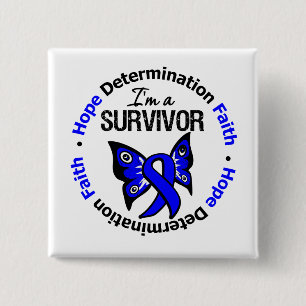 Rectal Cancer Survivor Hope Determination Faith 15 Cm Square Badge