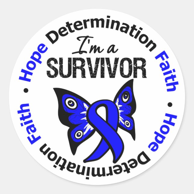 Rectal Cancer Survivor Hope Determination Faith Classic Round Sticker (Front)