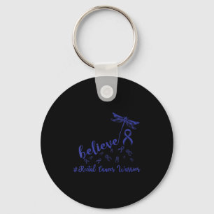 Rectal Cancer Warrior Dragonfly Believe Hope  Key Ring