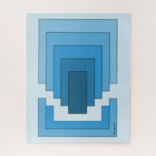 Rectangle Abstract in Blue Jigsaw Puzzle