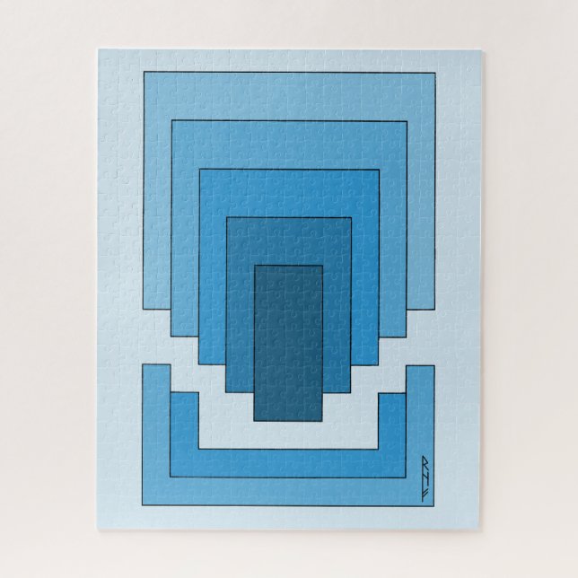 Rectangle Abstract in Blue  Jigsaw Puzzle (Vertical)