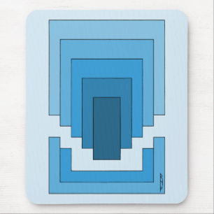 Rectangle Abstract in Blue Mouse Mat