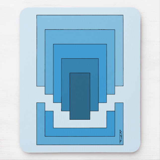 Rectangle Abstract in Blue  Mouse Mat (Front)