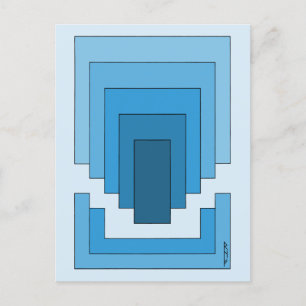 Rectangle Abstract in Blue Postcard