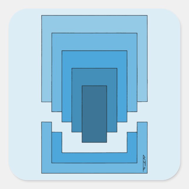 Rectangle Abstract in Blue Square Sticker (Front)