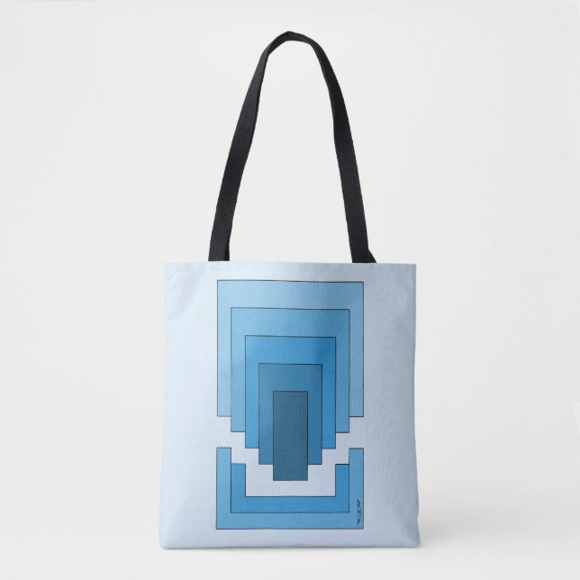 Rectangle Abstract in Blue Tote Bag (Front)
