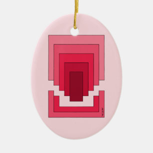 Rectangle Abstract in Red Ceramic Tree Decoration