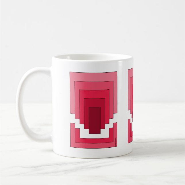 Rectangle Abstract in Red Coffee Mug (Left)