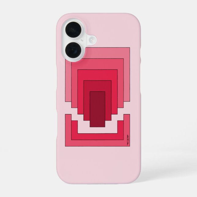 Rectangle Abstract in Red iPhone 16 Case (Back)