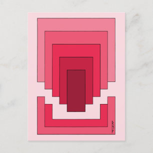 Rectangle Abstract in Red Postcard