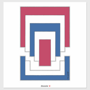 Rectangle Abstract in Red, White, and Blue 