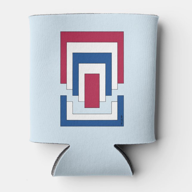 Rectangle Abstract in Red, White, and Blue  Can Cooler (Front)
