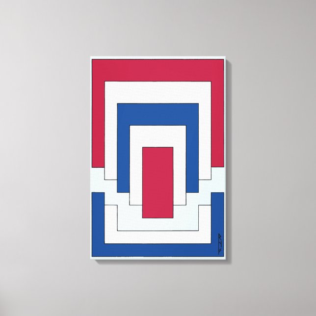 Rectangle Abstract in Red, White, and Blue  Canvas Print (Front)