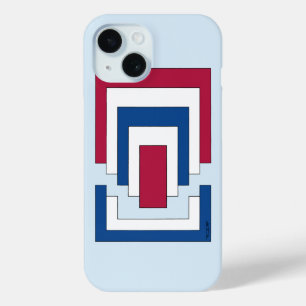 Rectangle Abstract in Red, White, and Blue iPhone 15 Case