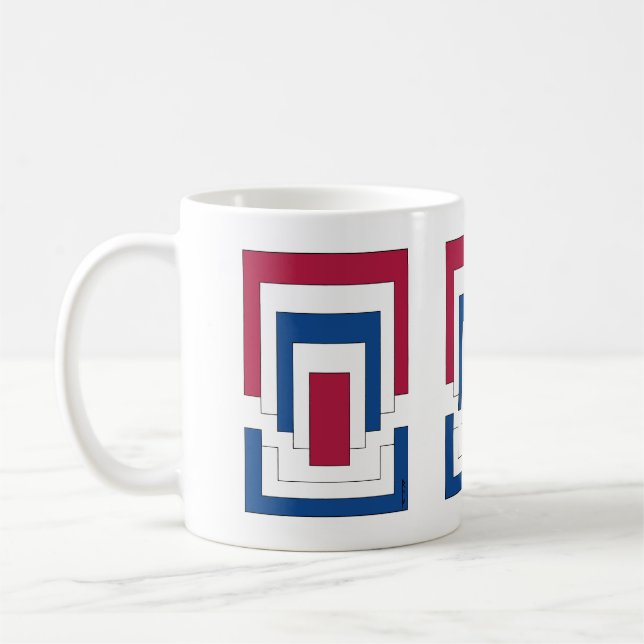 Rectangle Abstract in Red, White, and Blue  Coffee Mug (Left)