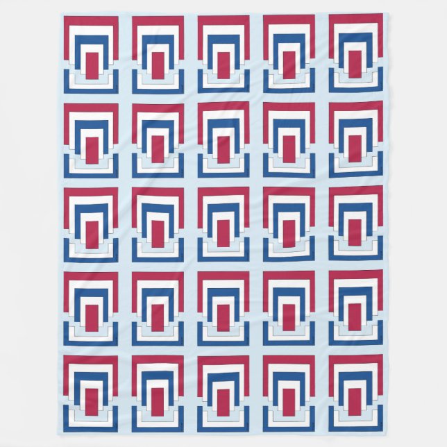 Rectangle Abstract in Red, White, and Blue  Fleece Blanket (Front)