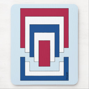 Rectangle Abstract in Red, White, and Blue Mouse Mat