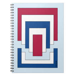 Rectangle Abstract in Red, White, and Blue Notebook