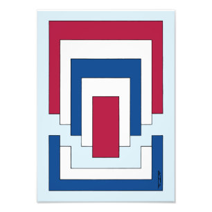 Rectangle Abstract in Red, White, and Blue Photo Print