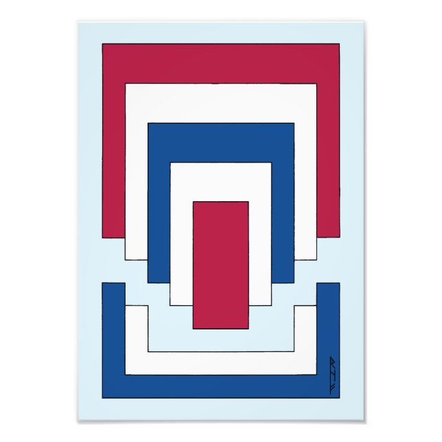 Rectangle Abstract in Red, White, and Blue  Photo Print (Front)