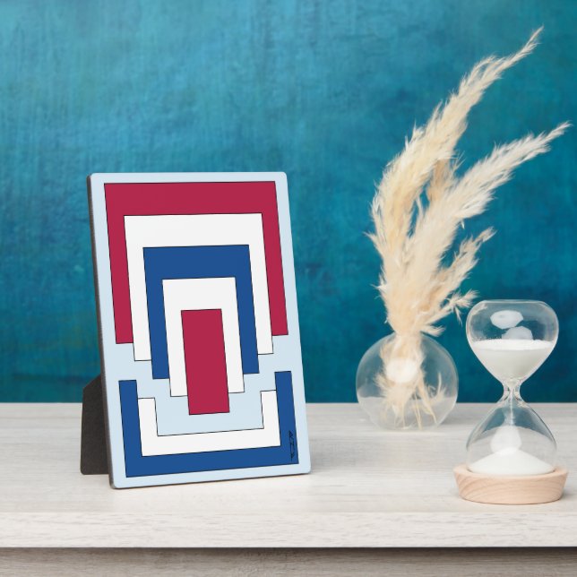 Rectangle Abstract in Red, White, and Blue  Plaque (Side)
