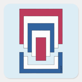 Rectangle Abstract in Red, White, and Blue  Square Sticker