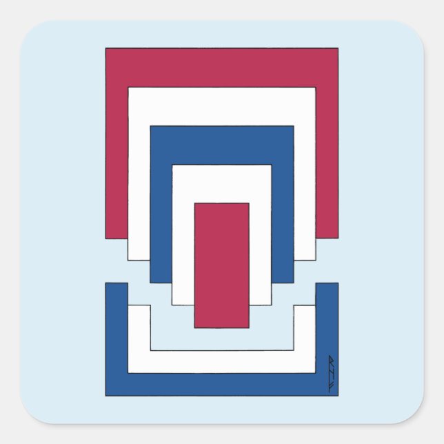 Rectangle Abstract in Red, White, and Blue  Square Sticker (Front)