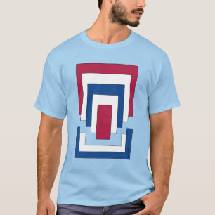 Rectangle Abstract in Red, White, and Blue T-Shirt