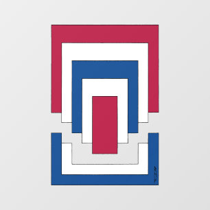 Rectangle Abstract in Red, White, and Blue  Window Cling