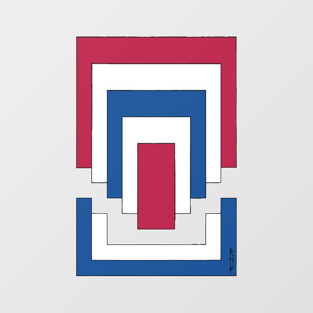 Rectangle Abstract in Red, White, and Blue  Window Cling (Sheet)