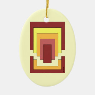 Rectangle Abstract Multicolor (70s Style) Ceramic Tree Decoration