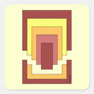 Rectangle Abstract Multicolor (70s Style) Square Sticker