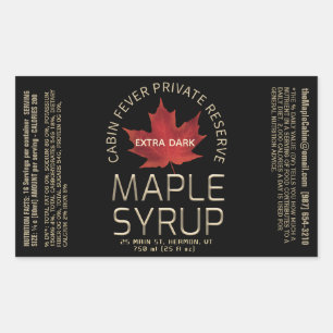 Rectangle Black Maple Syrup with Nutrition Facts Rectangular Sticker