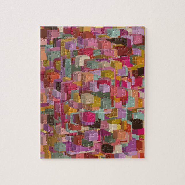 Rectangle Block And Stripe Design In Multicolore Jigsaw Puzzle (Vertical)
