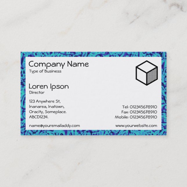 Rectangle - Blue Marbling Business Card (Front)