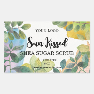 Rectangle botanical green leaf  label