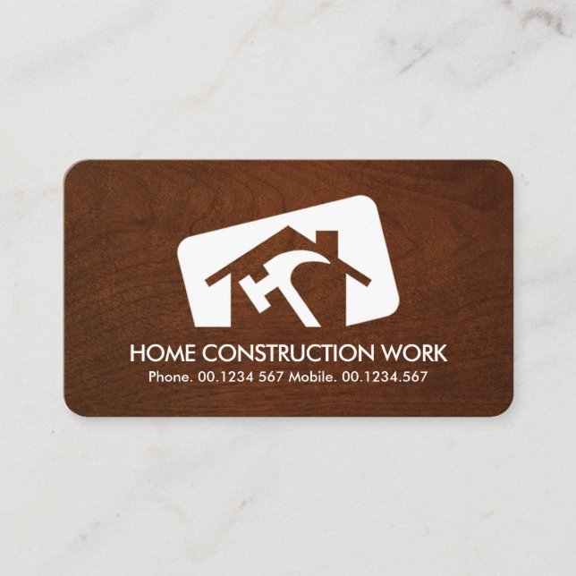 Rectangle Box Timber Wood Home Business Card (Front)