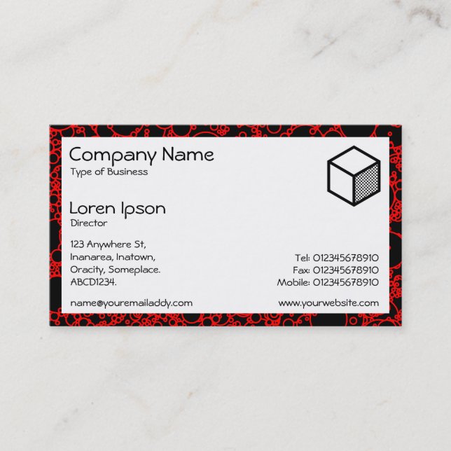 Rectangle - Bubbles in Red Business Card (Front)